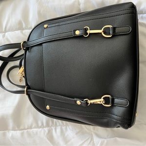 Black leather backpack Used once